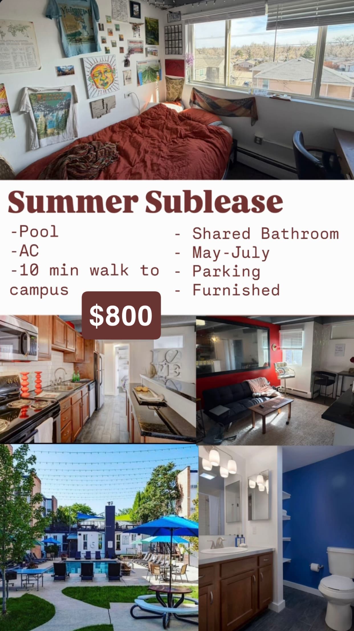 $800 and 5 minute walk to campus - Shared Room in East Boulder